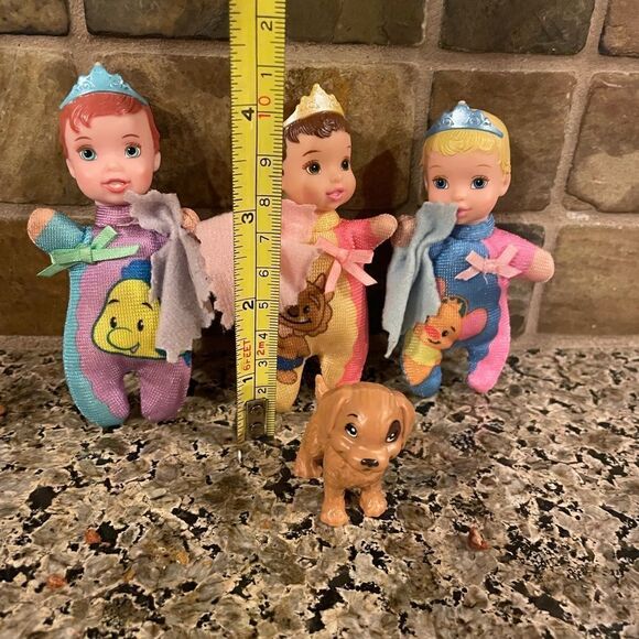 Vintage Disney Tolly Tots Cinderella Belle and Ariel 4 inch Plush Dolls - Picture 7 of 11